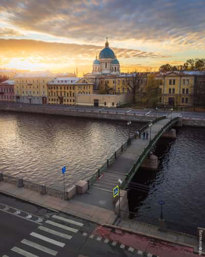 Fontanka river embarkment, Saint-Petersburg (drone)