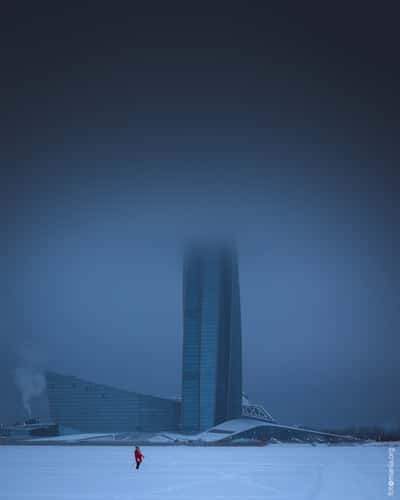 Gazprom Tower in winter