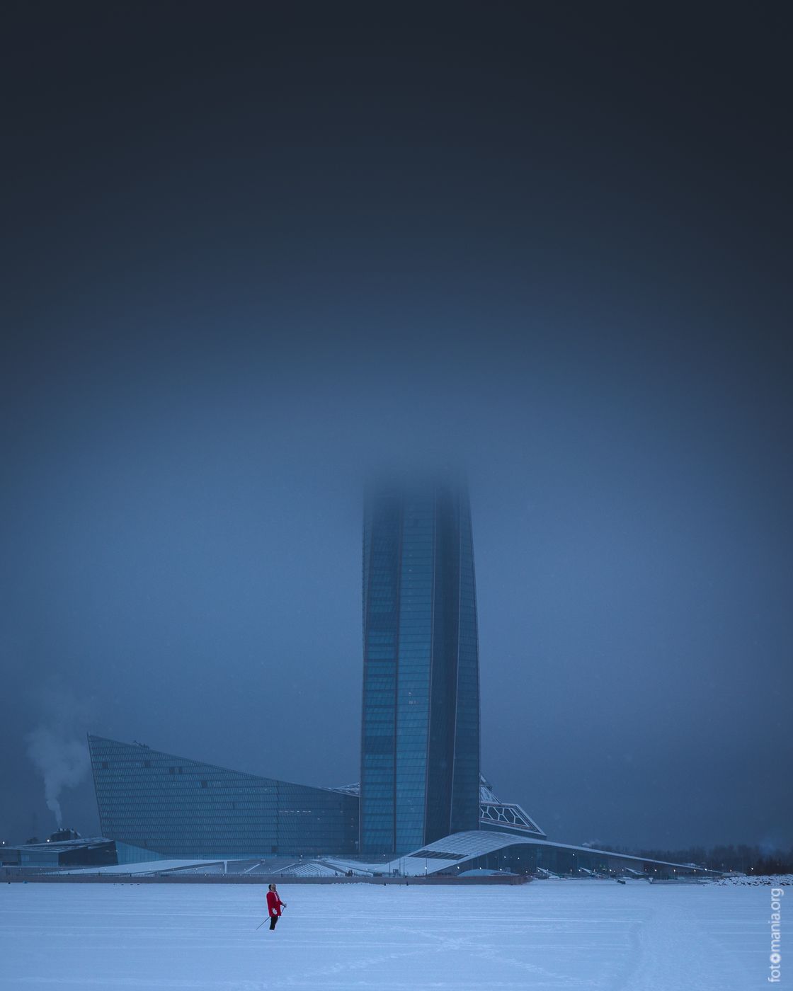 Gazprom Tower in winter, Russian Federation