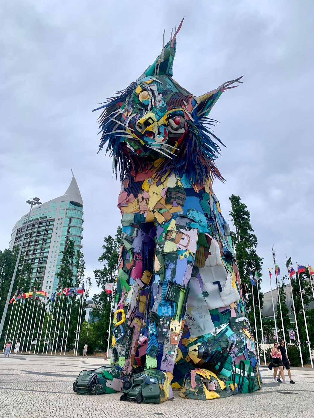 Giant Iberian Lynx in Parque das Nações, built from garbage., Portugal