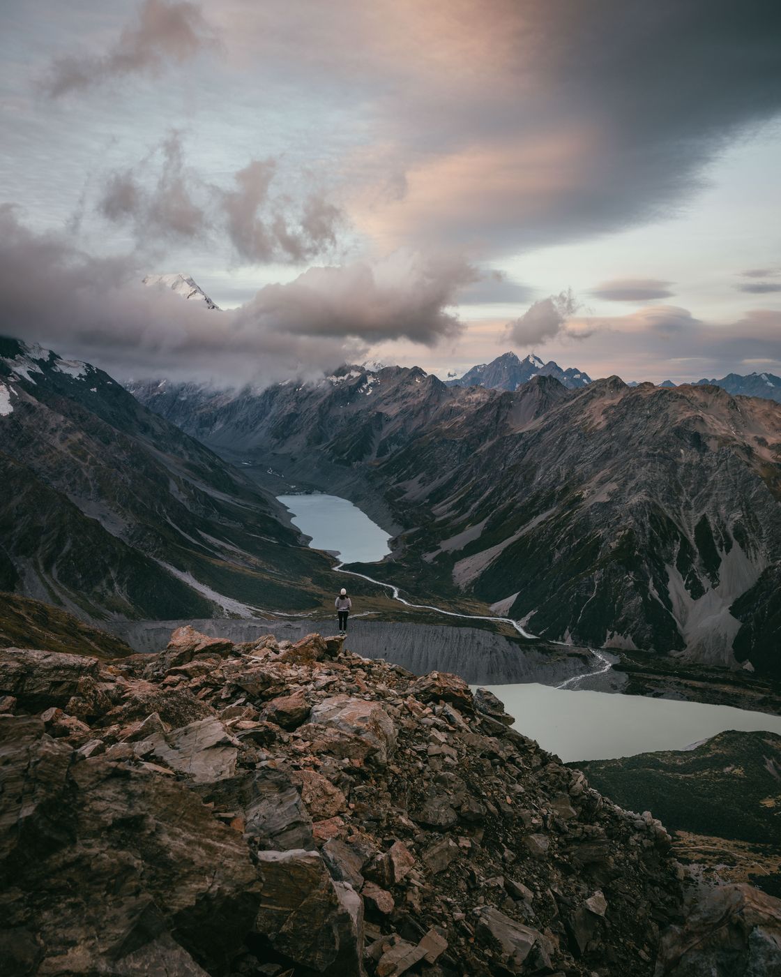 Mount Ollivier Peak near Mueller Hut, New Zealand
