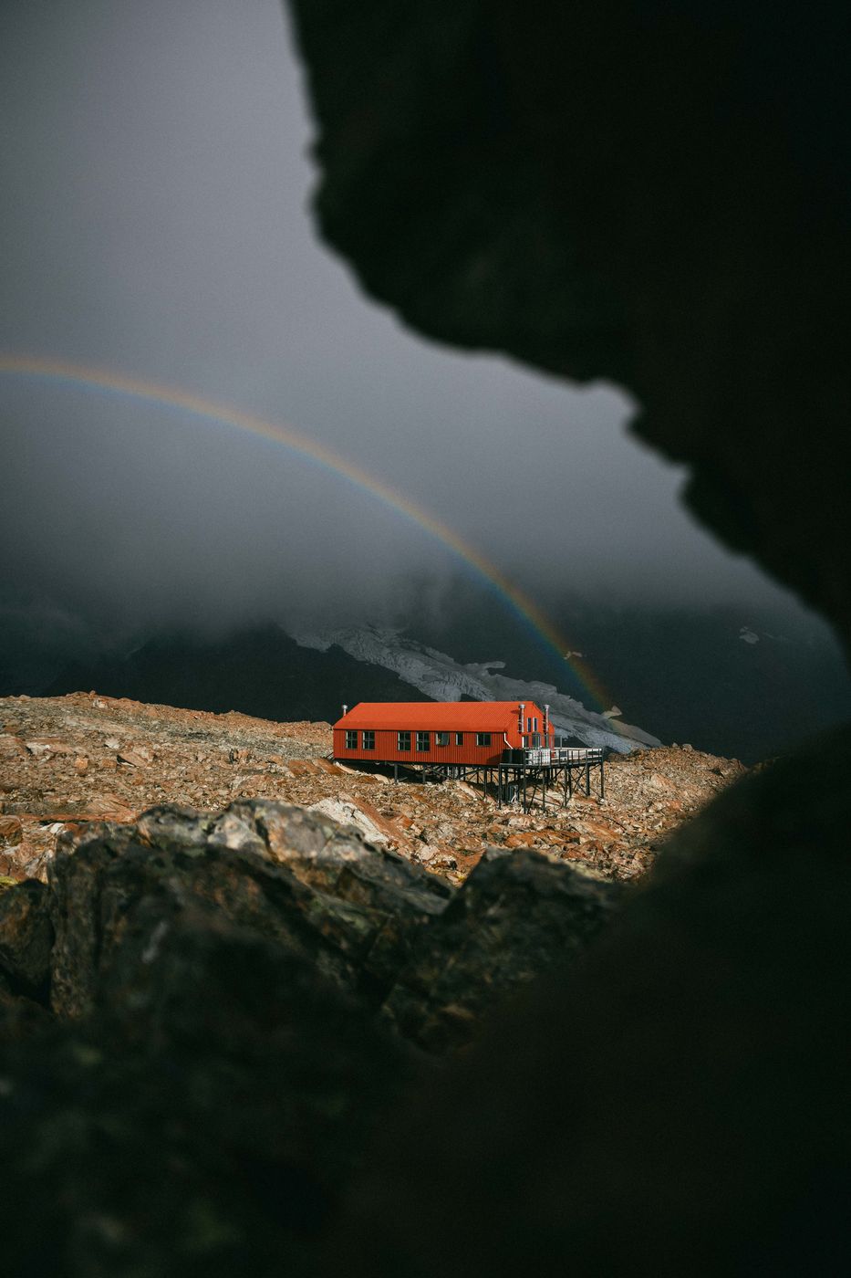 Rainbow at Mueller Hut, Mount Cook National Park, New Zealand