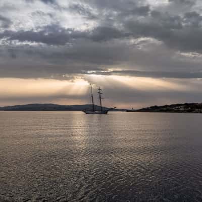 Sailing Boat, Spiaggia de La Sciumara, Sardinia, Italy