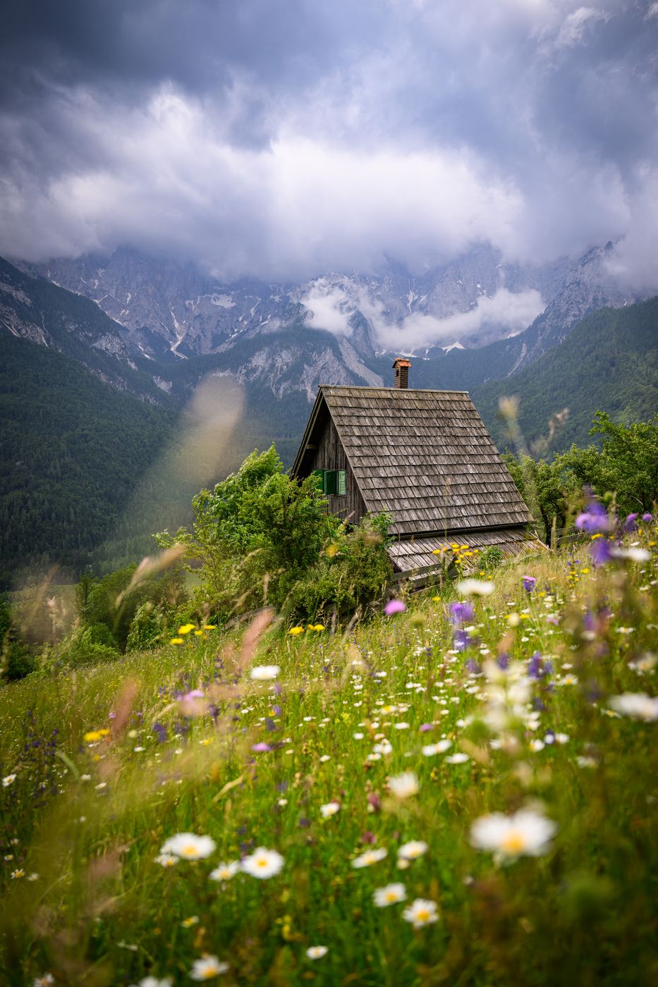 Špik mountain range from Srednji Vrh, Slovenia