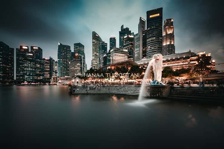 The Merlion Spouting Water