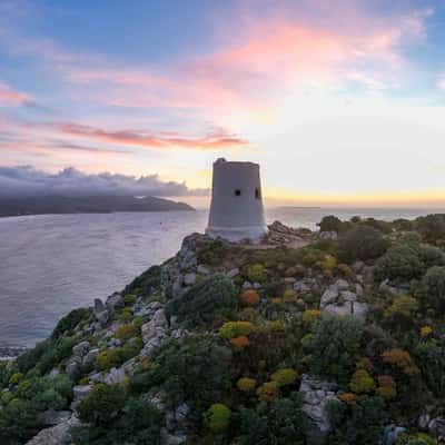 Tower Torre di Porto Giunco, Sardinia, Italy