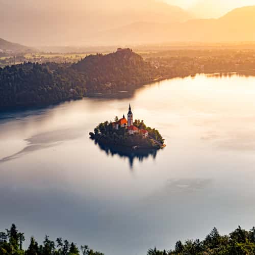 View from Ojstrica on Lake Bled