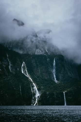 Waterfalls near Seal Rock, Milford Sound
