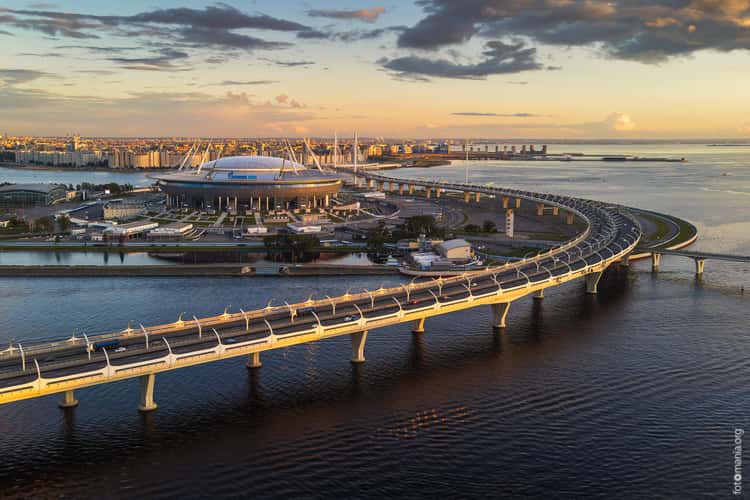 Western High-Speed Diameter road, Saint-Petersburg (drone)