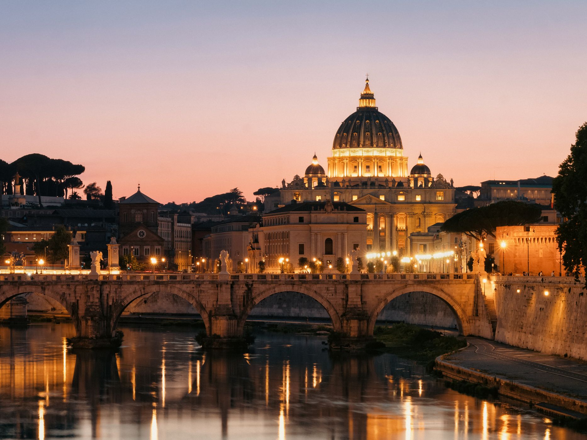 Basilica di San Pietro from Ponte Umberto I, Italy