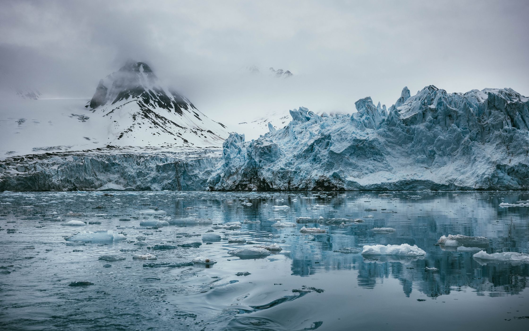 Glaciers reflection at Magdalenefjord, Albert I Land, Svalbard & Jan Mayen Islands