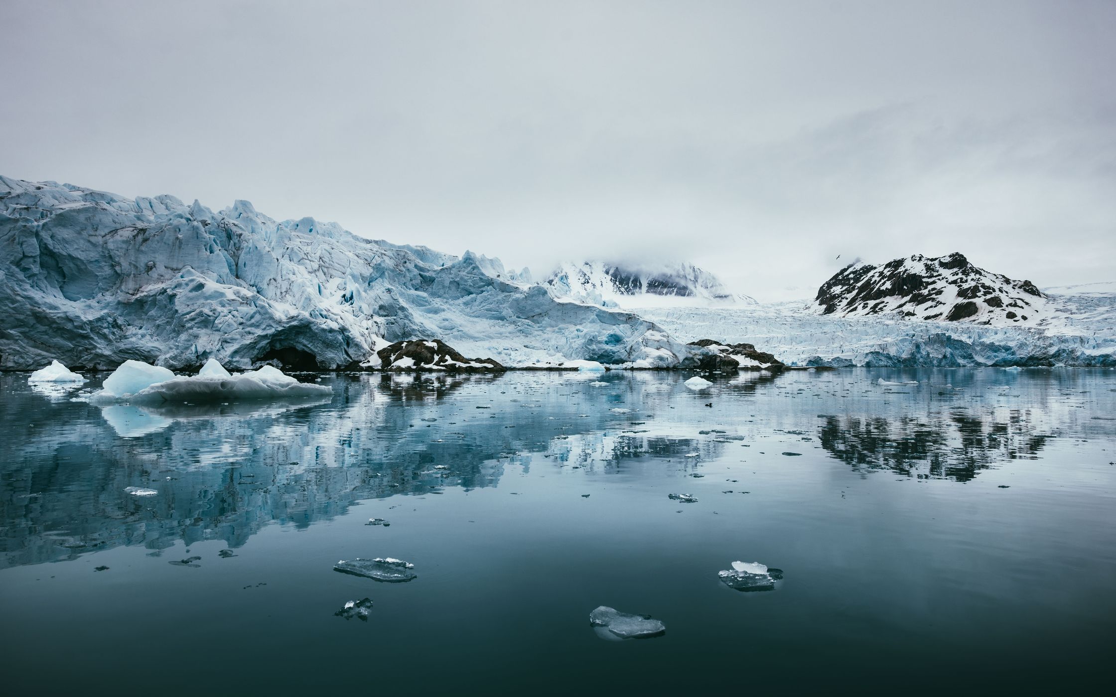 Glaciers reflection at Magdalenefjord, Albert I Land, Svalbard & Jan Mayen Islands