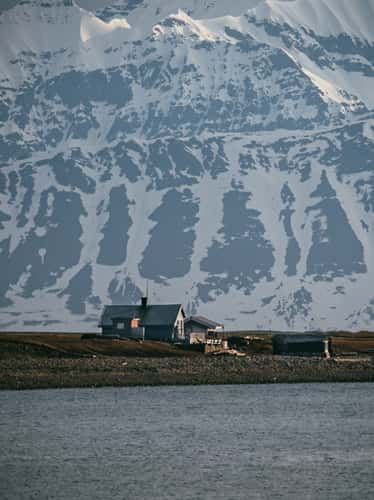 Grey house near Longyearbyen, Svalbard