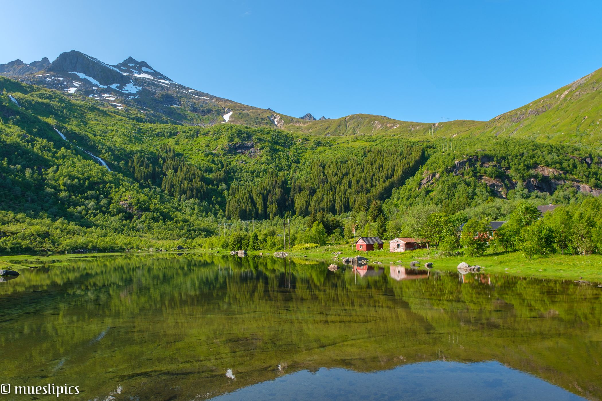 Huts, mountains and a lake, Norway
