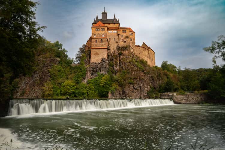 Kriebstein Castle from waterfall