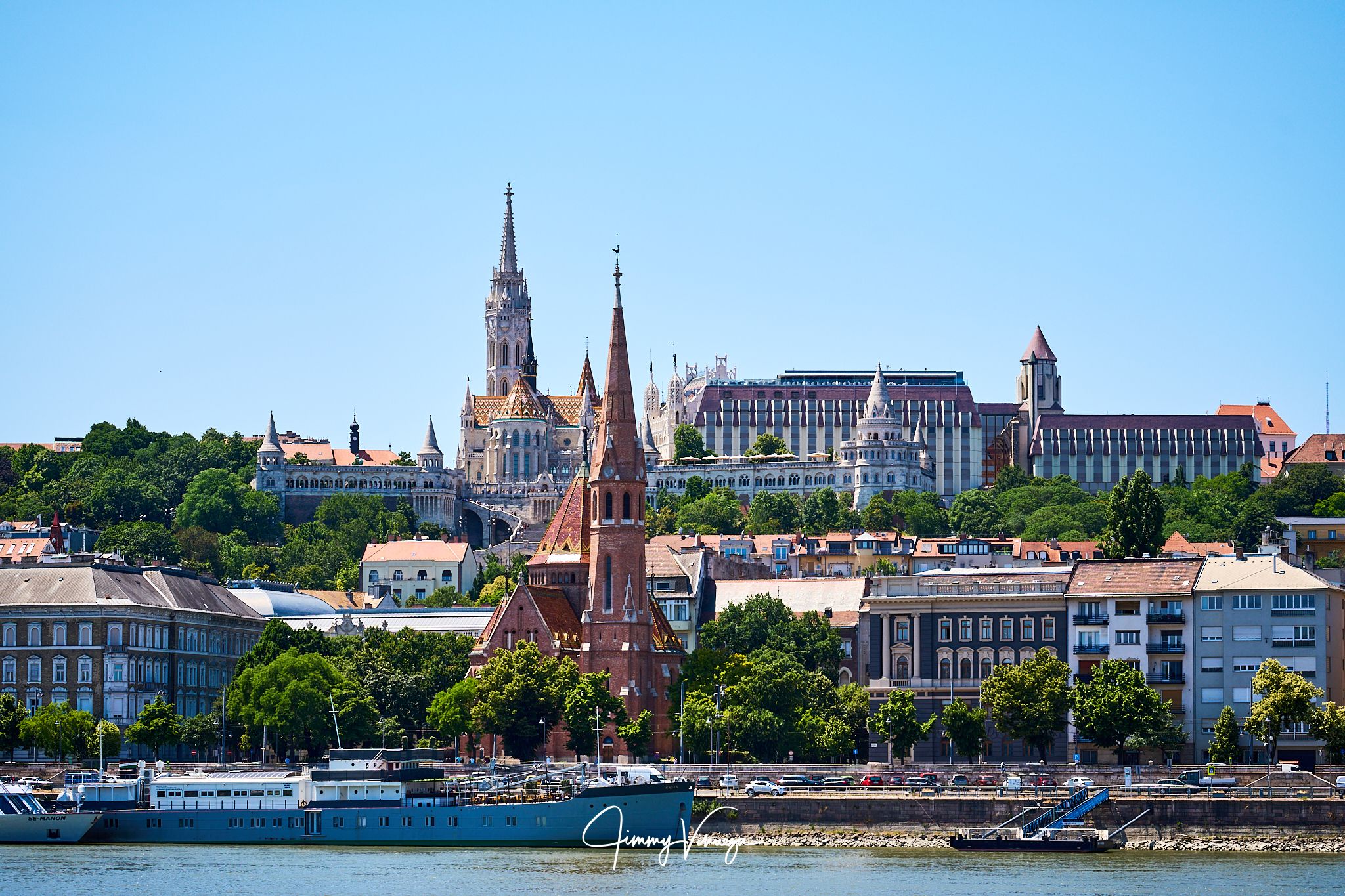 Matthias Church and Fisherman's Bastion from Pest, Hungary
