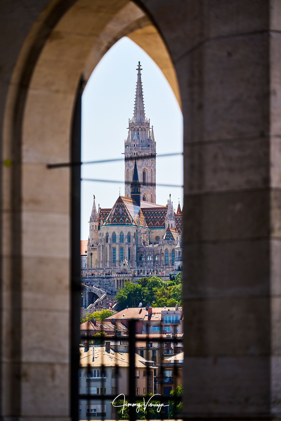 Matthias Church and Fisherman's Bastion from Pest, Hungary