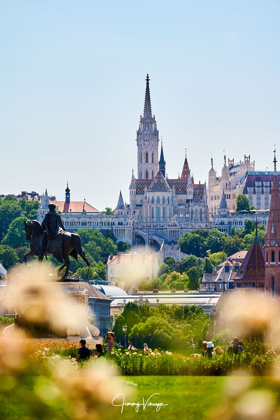 Matthias Church and Fisherman's Bastion from Pest, Hungary