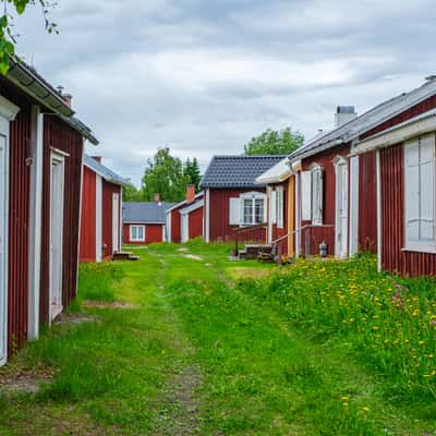 red houses in Gammelstad, Sweden