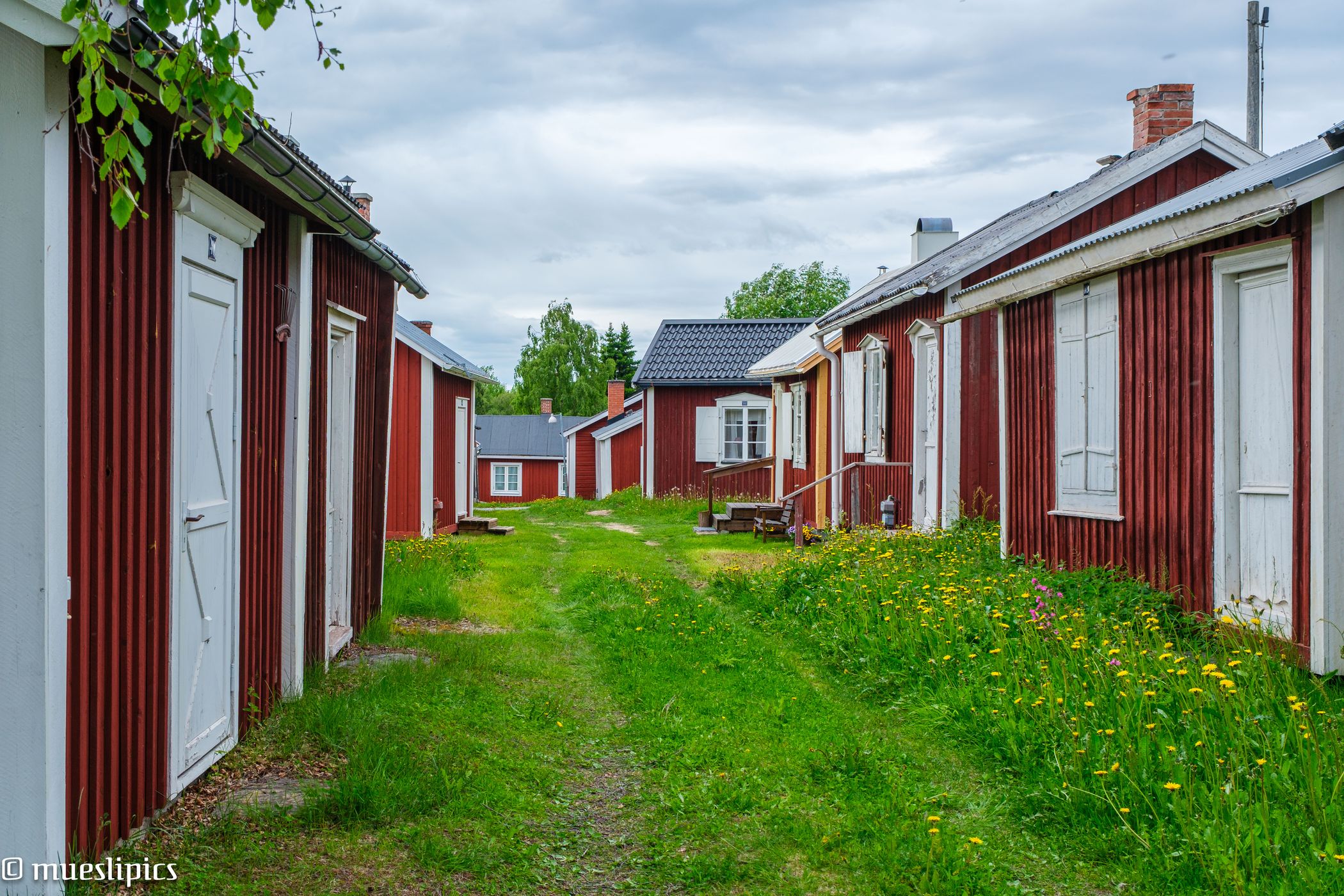red houses in Gammelstad, Sweden