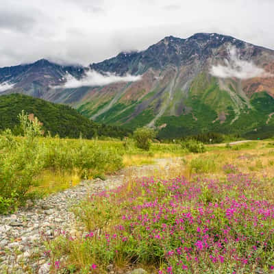 Richardson Highway crossing the Alaska Range, USA