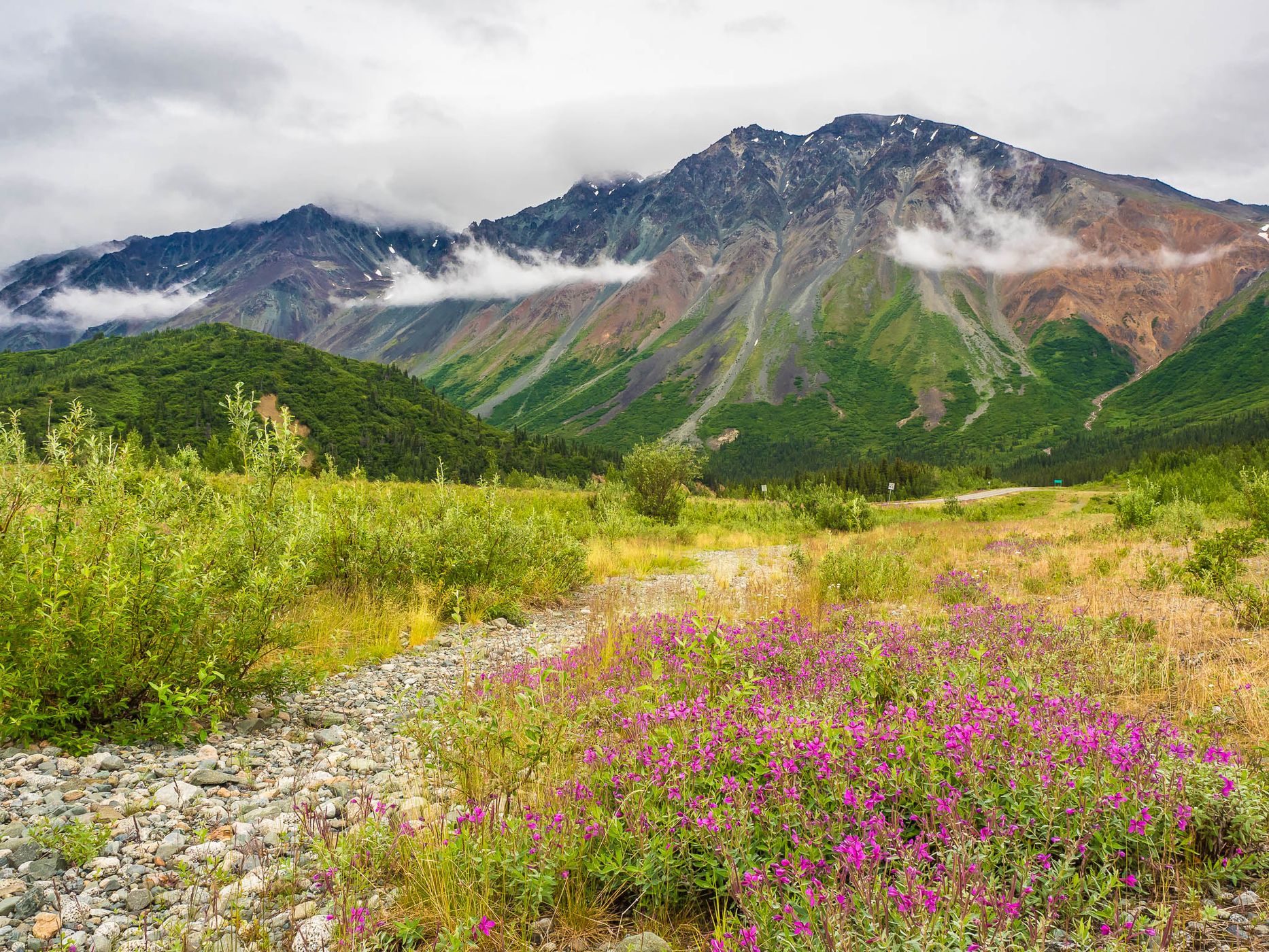 Richardson Highway crossing the Alaska Range, USA