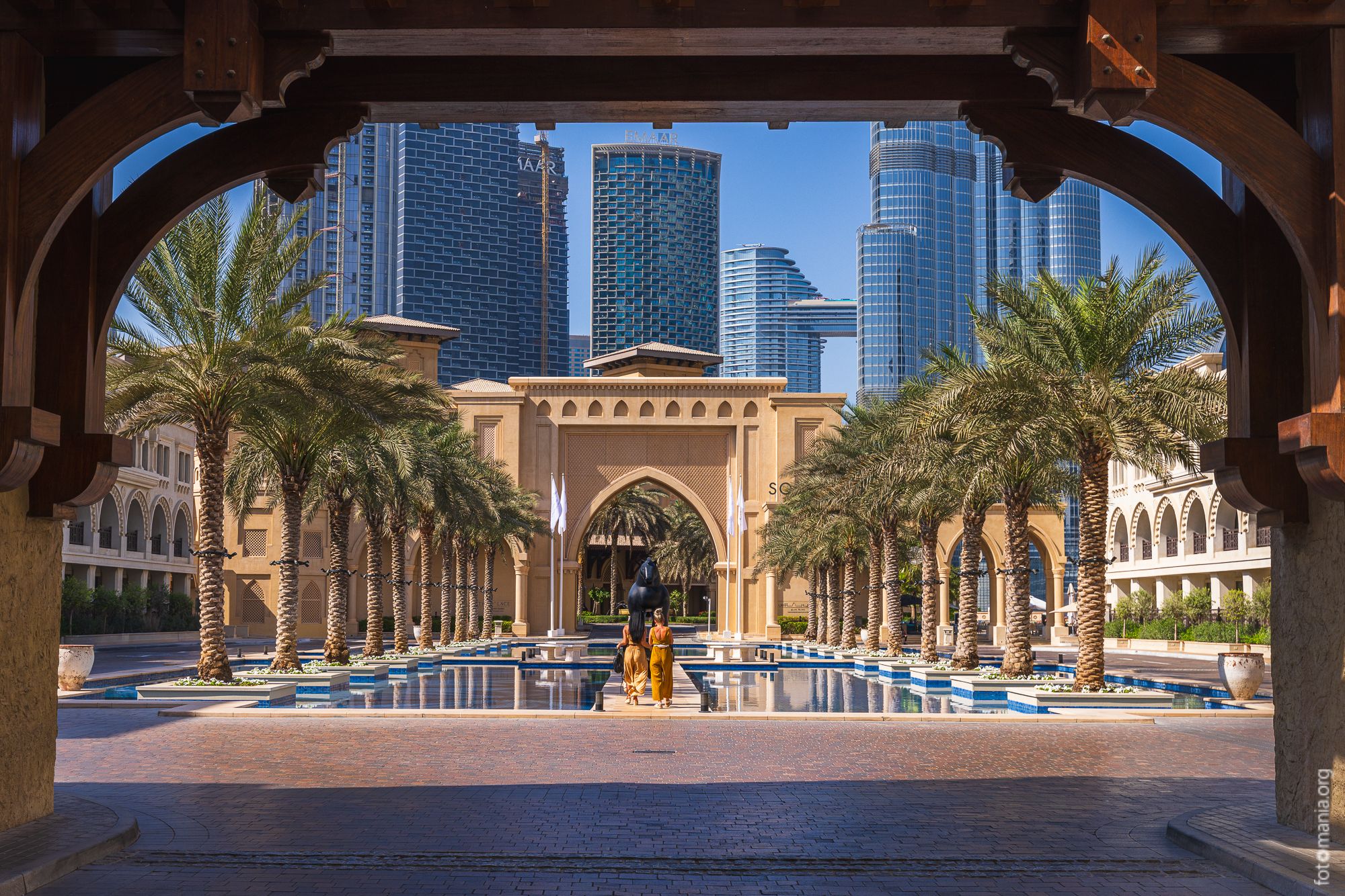 Palace Pool with Burj Khalifa, Dubai, United Arab Emirates