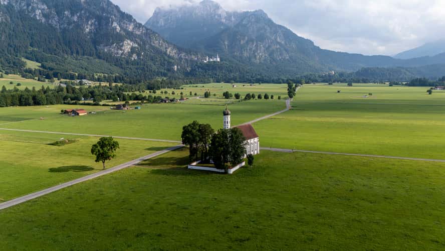 St. Coloman Church with Neuschwanstein, Bavaria