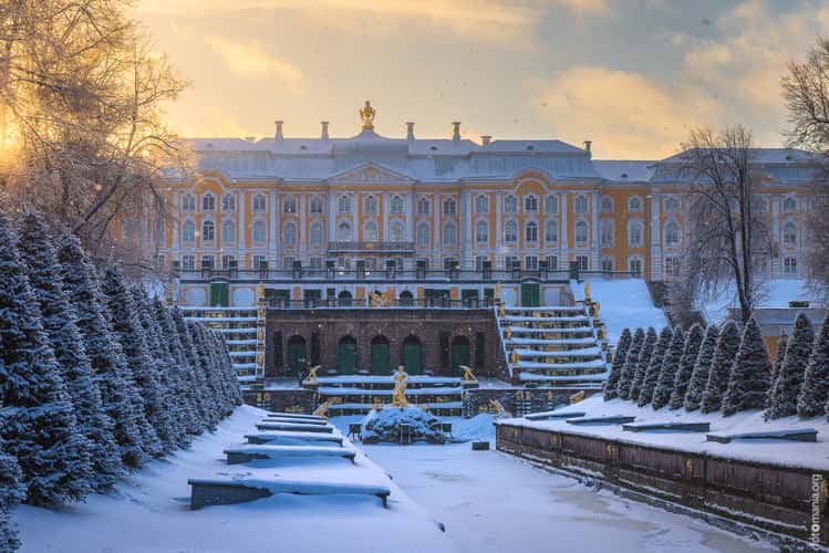 View to Peterhof palace from Samsonovskiy Kanal