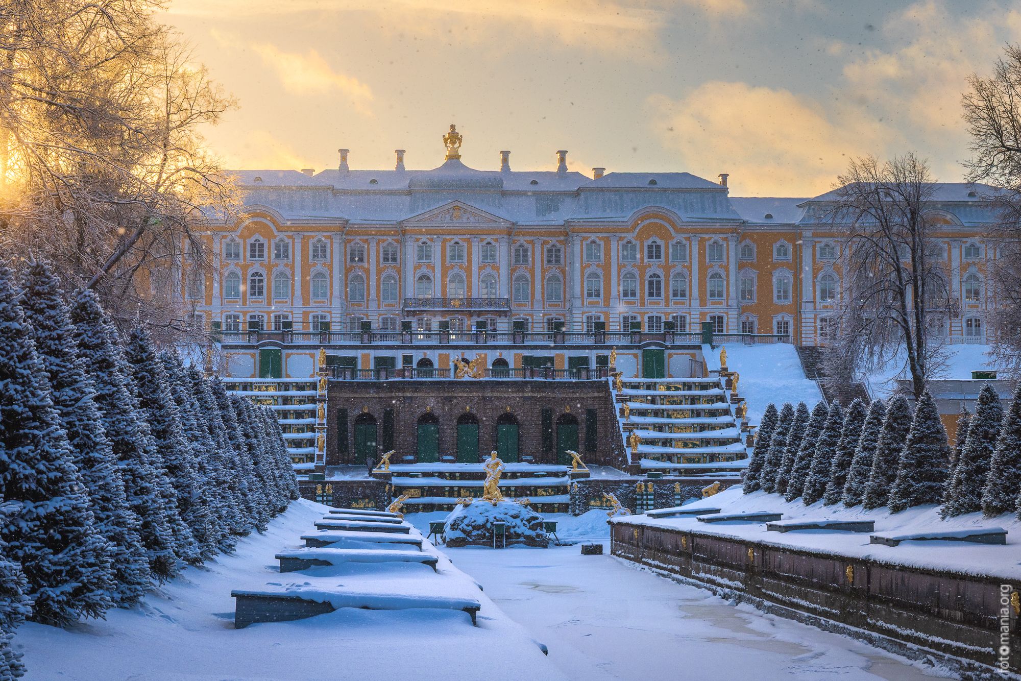 View to Peterhof palace from Samsonovskiy Kanal, Russian Federation