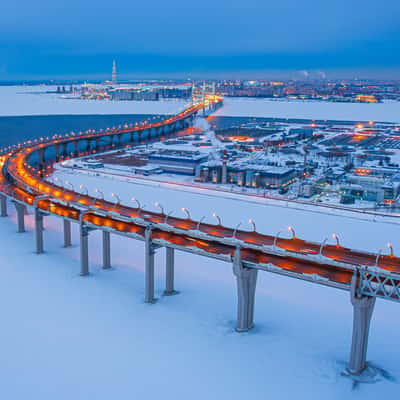 Western High-Speed Diameter road, Saint-Petersburg  (drone), Russian Federation