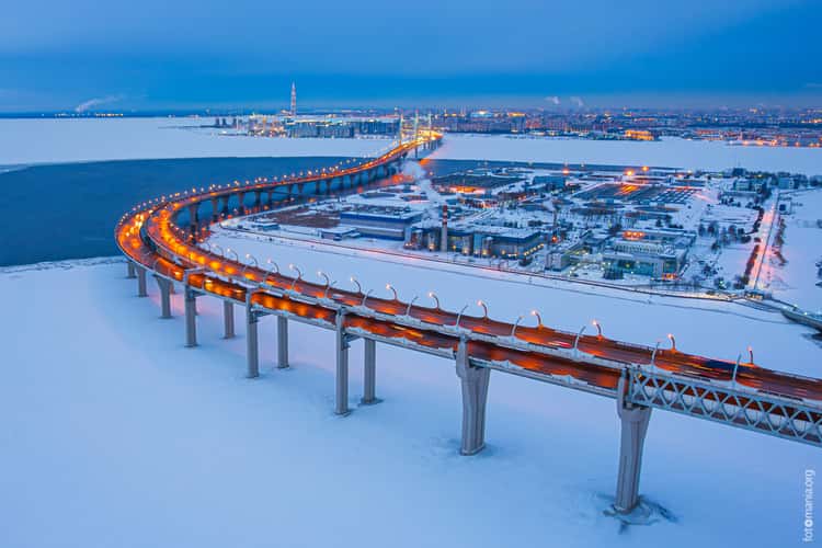 Western High-Speed Diameter road, Saint-Petersburg  (drone)