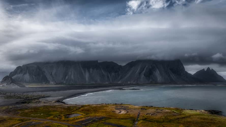 Aerial view over Stokksnes