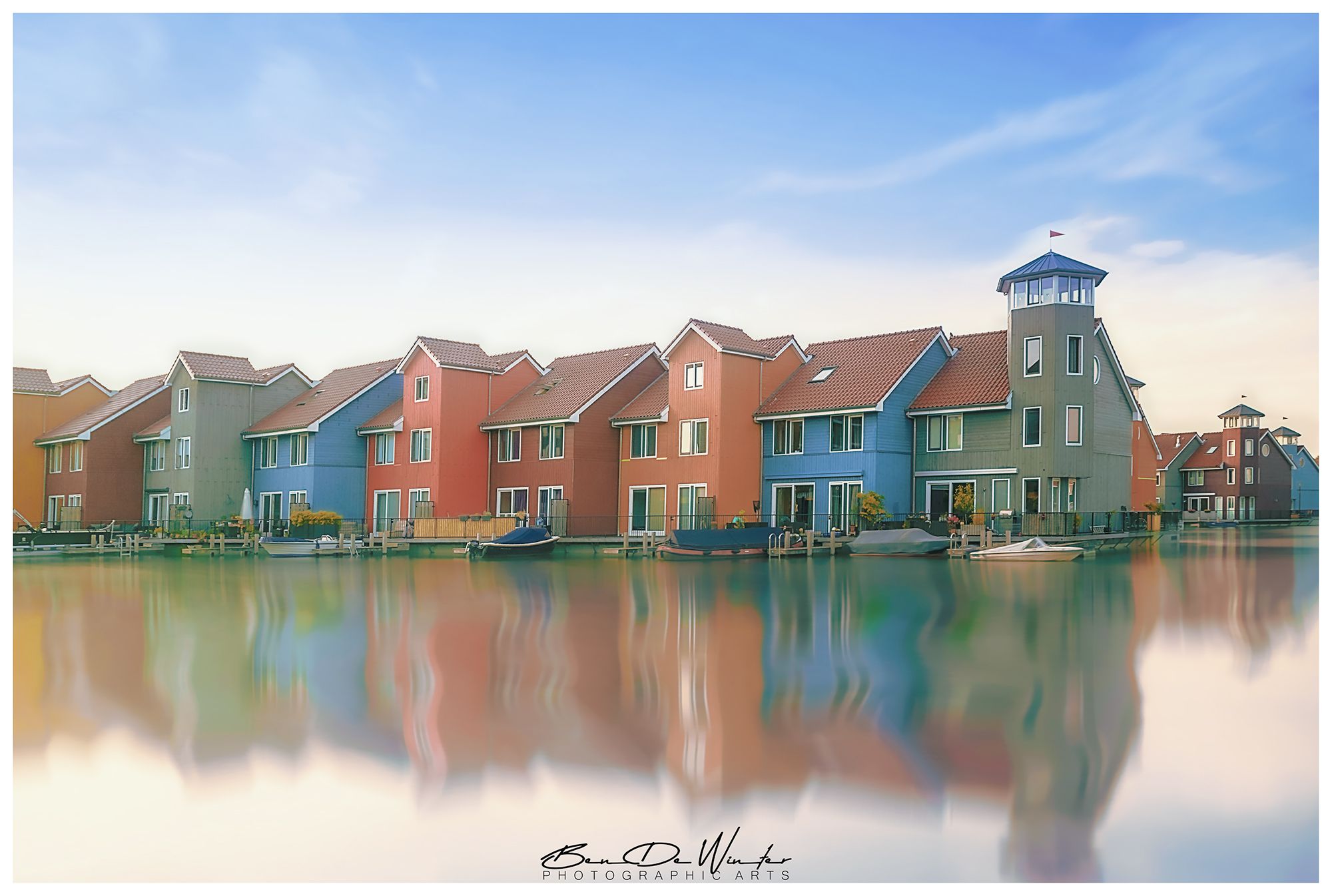 Colourful houses at Reitdiephaven, Netherlands