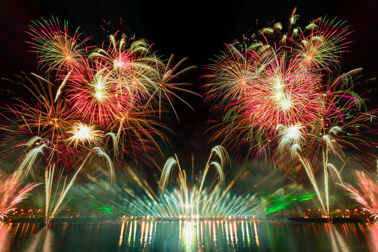 Giant fireworks in Budapest,