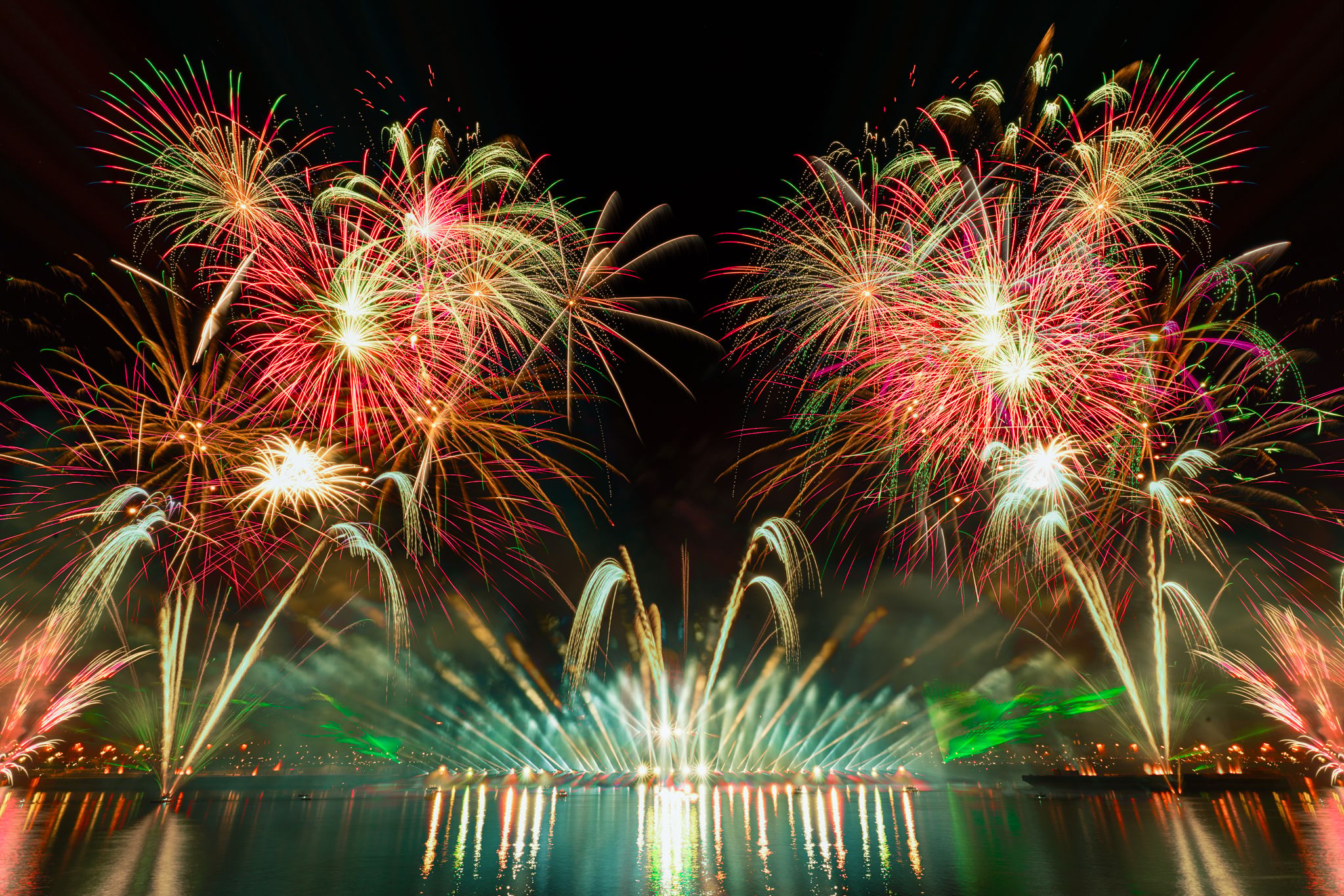 Giant fireworks in Budapest,, Hungary