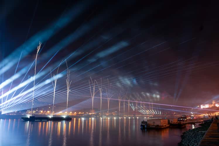 Giant fireworks in Budapest,