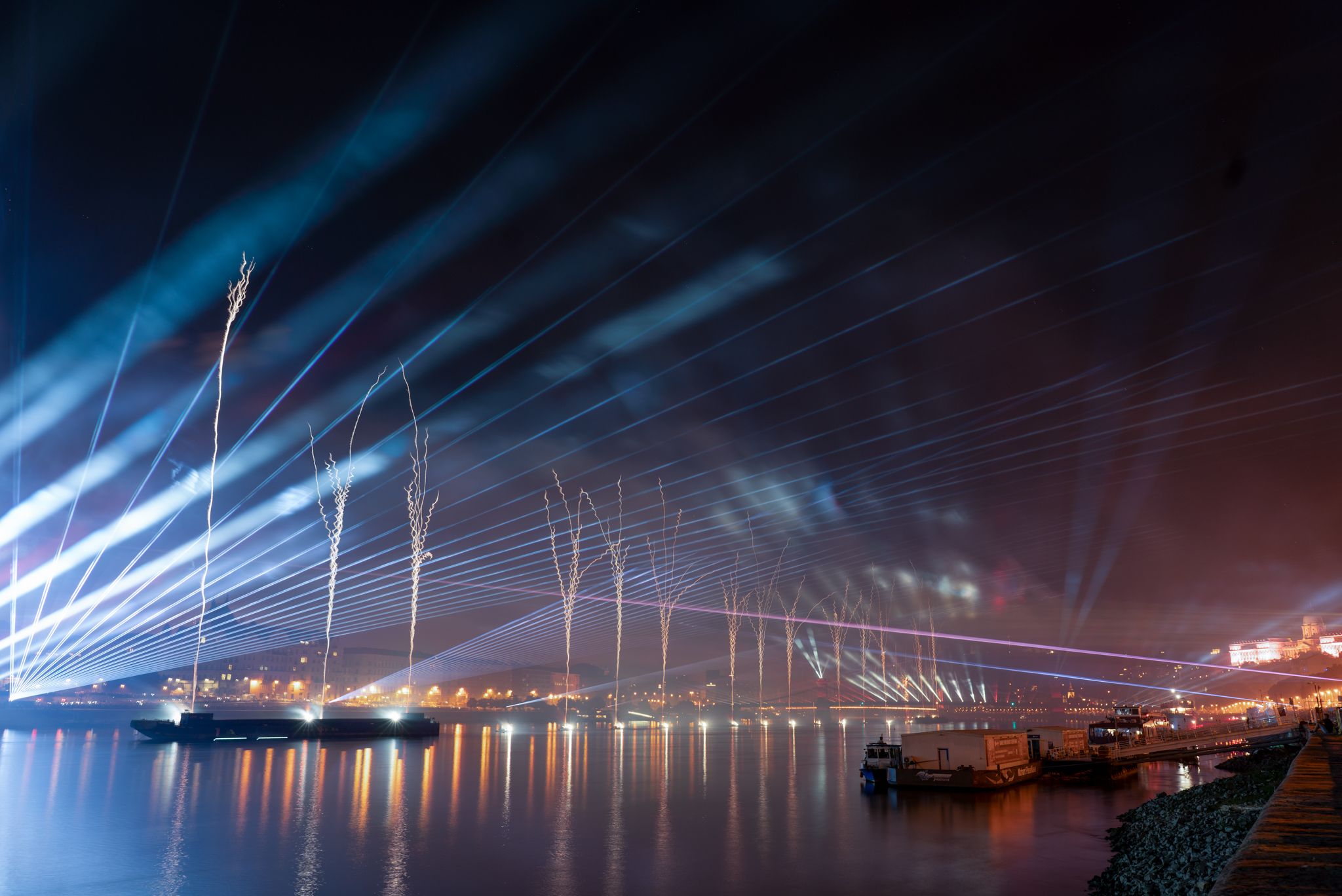 Giant fireworks in Budapest,, Hungary