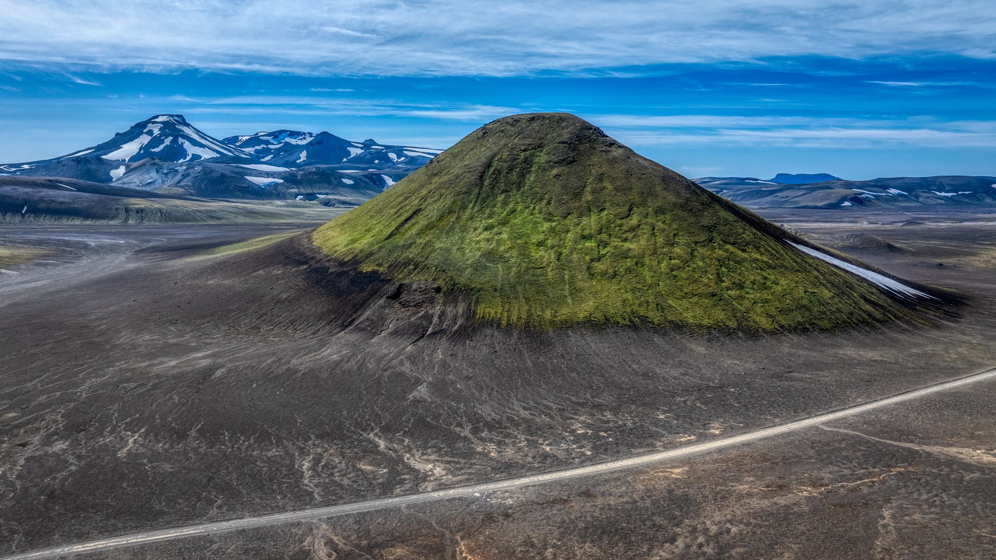 Green volcanic crater in the Icelandic highlands, Iceland