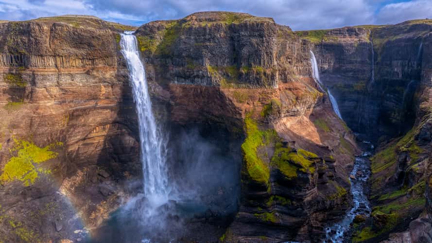 Háifoss waterfall [drone]