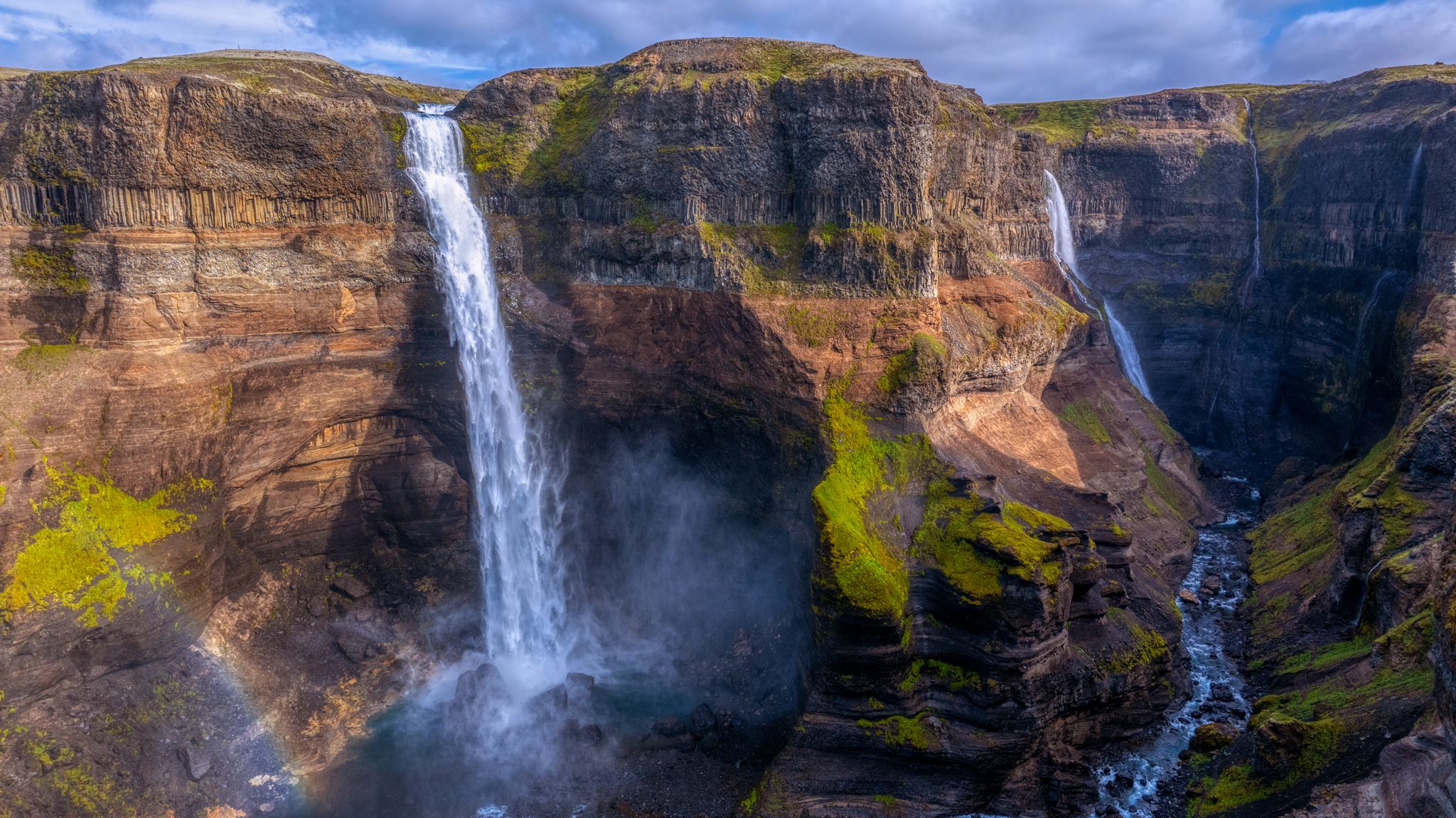 Háifoss waterfall [drone], Iceland