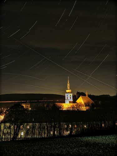 Heiligenkreuz Abbey with star trails