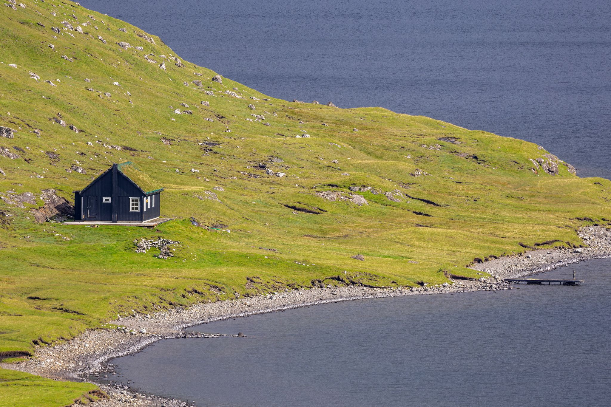 lonely house, Lake Sørvágsvatn, Faroe Islands