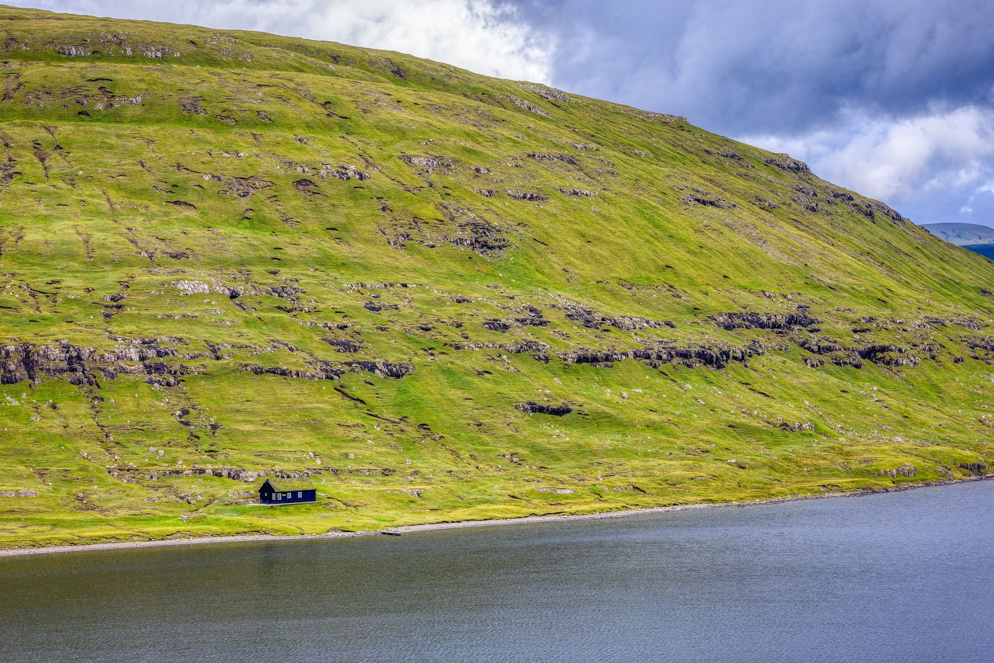 lonely house, Lake Sørvágsvatn, Faroe Islands
