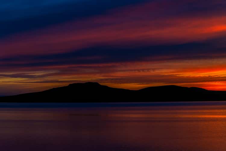 Midnight sun between Egilsstaðir and Seyðisfjörður
