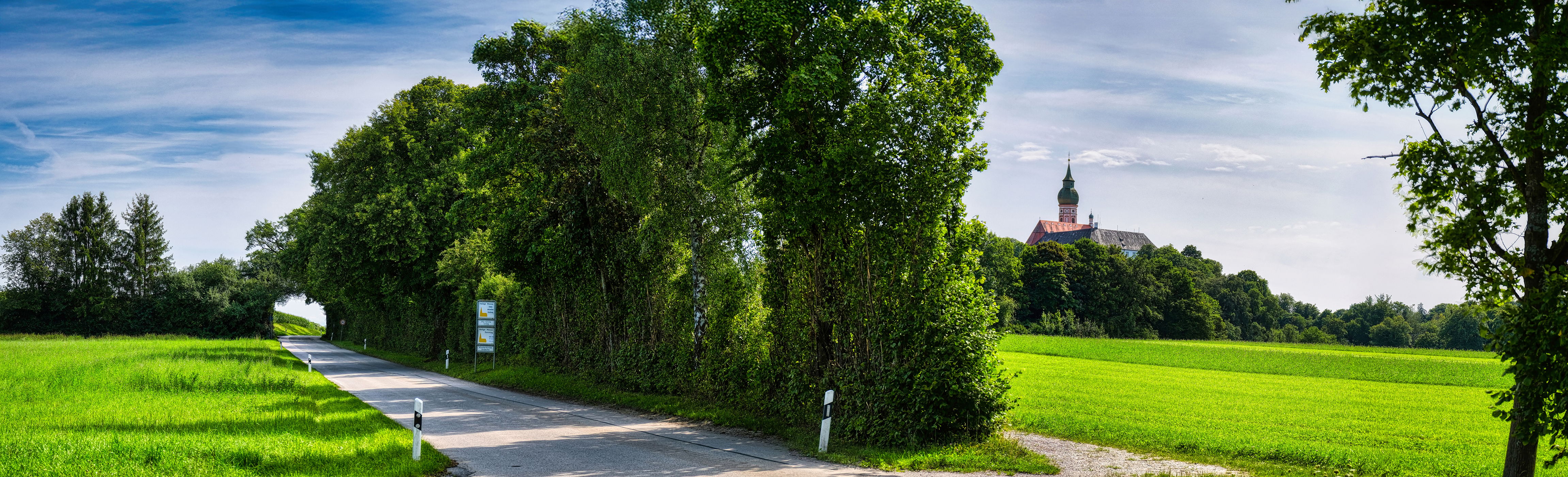 Monastery Andechs from Seefelder Street, Germany