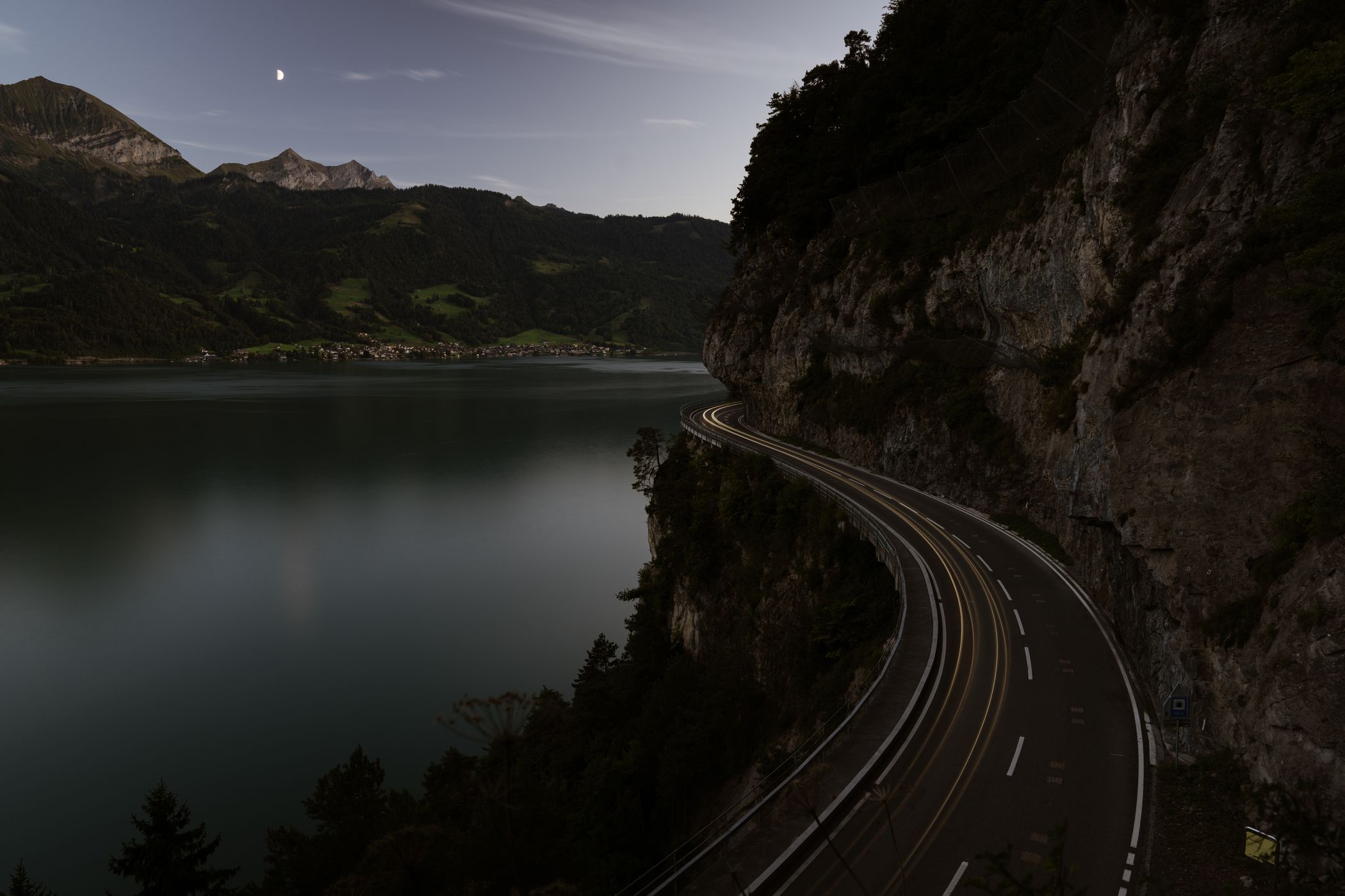 Mountain Road at the Lake Thun, Switzerland