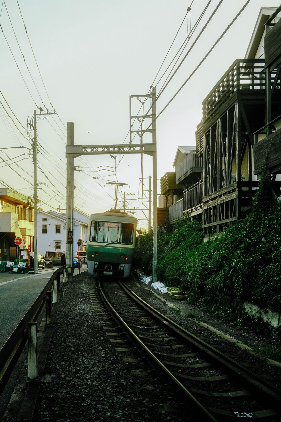 Old cable cars, Enoshima Electric Railway, Shichirigahama, Japan