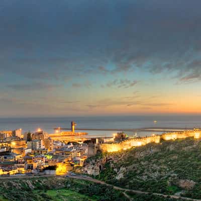 Panoramic view of Almeria City from San Cristóbal Hill, Spain
