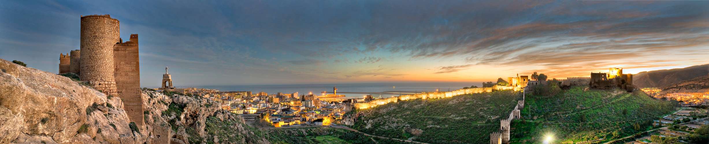 Panoramic view of Almeria City from San Cristóbal Hill